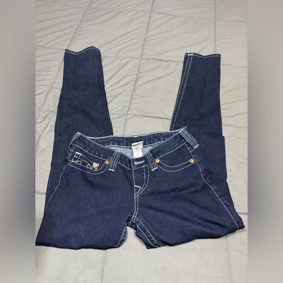 True Religion Size 27 Geno Relaxed Slim Jeans Stitch Dark Blue‎ Denim - Picture 1 of 11